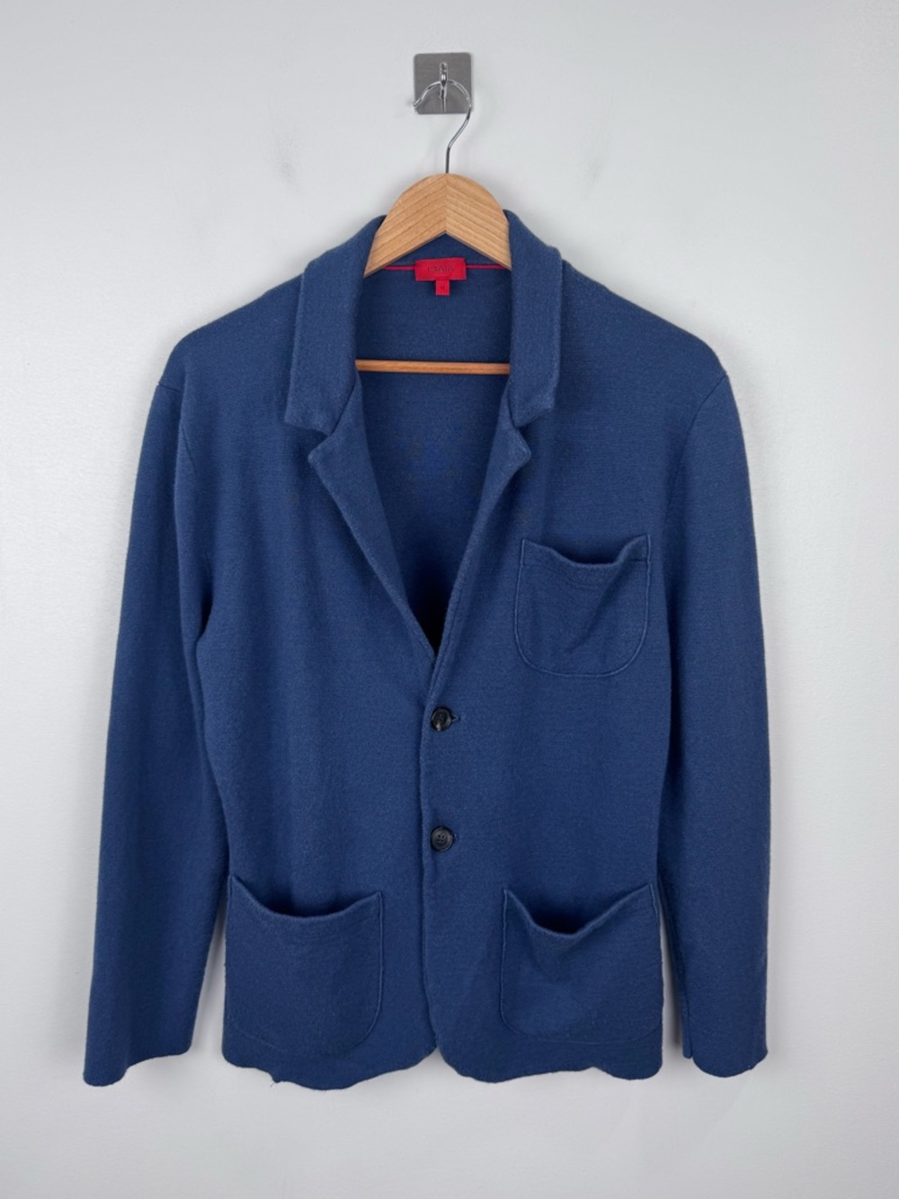 Isaia Men Knit Blue Knit Blazer Jacket Size Medium